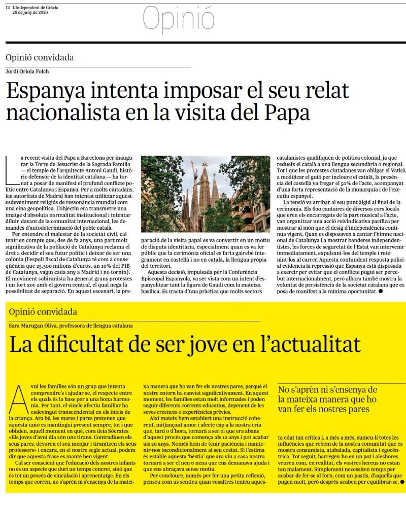 Entrevista a l'«Independent de Gràcia»